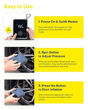 Amazon.com: HOTO Tire Inflator Portable, Electric Air Pump